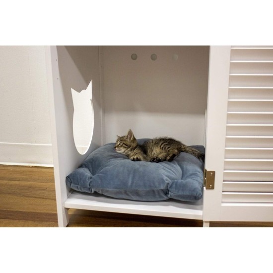 Penn-Plax Modern Cat Litter - White - Drawer, Inner Shelf and Door - Roller Shutter Style Penn-Plax Modern Cat Litter - White - Drawer, Inner Shelf and Door - Roller Shutter Style