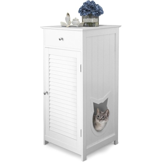 Penn-Plax Modern Cat Litter - White - Drawer, Inner Shelf and Door - Roller Shutter Style Penn-Plax Modern Cat Litter - White - Drawer, Inner Shelf and Door - Roller Shutter Style