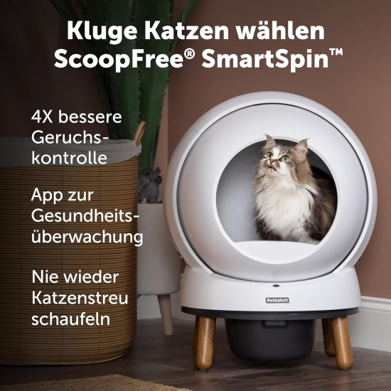 PetSafe ScoopFree SmartSpin Self-Cleaning Cat Litter Tray - Modern Odour Control - App Controlled with Health Monitoring - Suitable for Any Litter - Up to 2 Weeks Automatic Cleaning PetSafe ScoopFree SmartSpin Self-Cleaning Cat Litter Tray - Modern Odour Control - App Controlled with Health Monitoring - Suitable for Any Litter - Up to 2 Weeks Automatic Cleaning