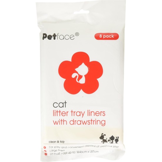 Petface Cat Drawstring Litter Tray Liners, Large, 8-Piece Petface Cat Drawstring Litter Tray Liners, Large, 8-Piece
