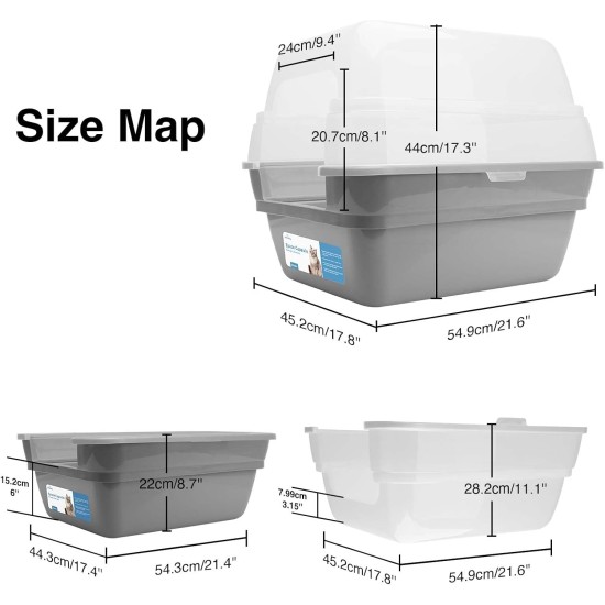 Petfamily LARGE COLLAPSIBLE LARGE JUMBO HOOD LITTER TRAY WITH CLEAR LID - Petfamily LARGE COLLAPSIBLE LARGE JUMBO HOOD LITTER TRAY WITH CLEAR LID -
