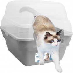 Petfamily LARGE COLLAPSIBLE LARGE JUMBO HOOD LITTER TRAY WITH CLEAR LID - Petfamily LARGE COLLAPSIBLE LARGE JUMBO HOOD LITTER TRAY WITH CLEAR LID -