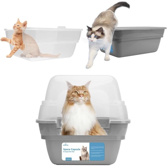 Petfamily LARGE COLLAPSIBLE LARGE JUMBO HOOD LITTER TRAY WITH CLEAR LID - Petfamily LARGE COLLAPSIBLE LARGE JUMBO HOOD LITTER TRAY WITH CLEAR LID -