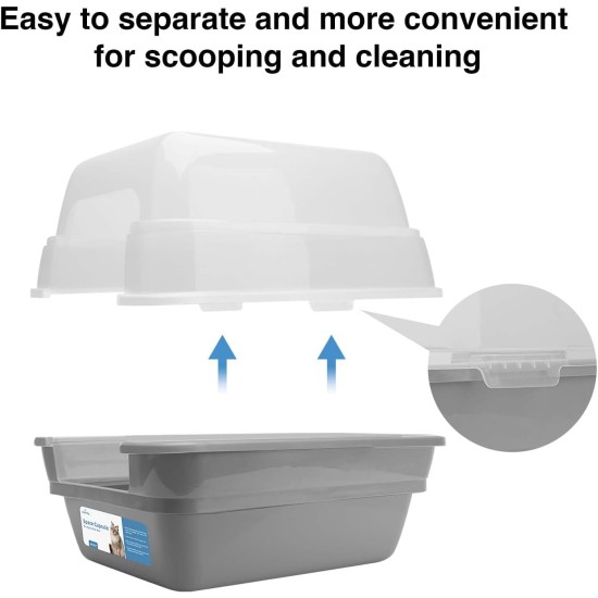 Petfamily LARGE COLLAPSIBLE LARGE JUMBO HOOD LITTER TRAY WITH CLEAR LID - Petfamily LARGE COLLAPSIBLE LARGE JUMBO HOOD LITTER TRAY WITH CLEAR LID -