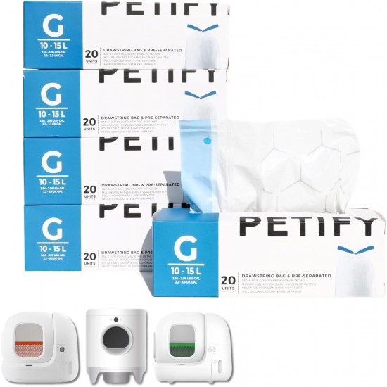Petify Automatic Cat Litter Tray Bin Liners Compatible with Pura X & Pura Max 2 100 Pack (5x20) Pre-Cut Drawstring Petify Automatic Cat Litter Tray Bin Liners Compatible with Pura X & Pura Max 2 100 Pack (5x20) Pre-Cut Drawstring