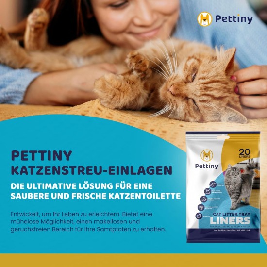 Pettiny 20 Cat Litter Box Bags with Drawstrings, Scratch-Resistant Bags for Medium and Large Litter Trays Pettiny 20 Cat Litter Box Bags with Drawstrings, Scratch-Resistant Bags for Medium and Large Litter Trays