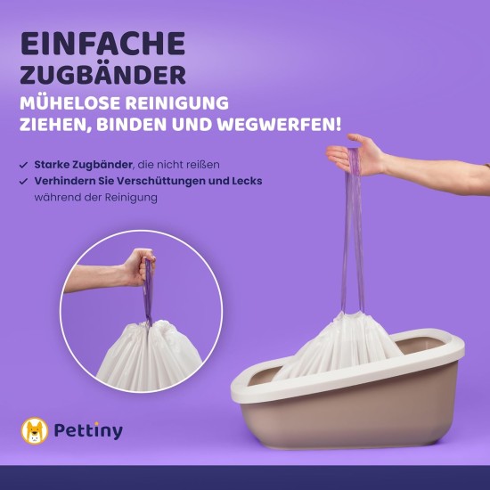 Pettiny 20 Cat Litter Box Bags with Drawstrings, Scratch-Resistant Bags for Medium and Large Litter Trays Pettiny 20 Cat Litter Box Bags with Drawstrings, Scratch-Resistant Bags for Medium and Large Litter Trays
