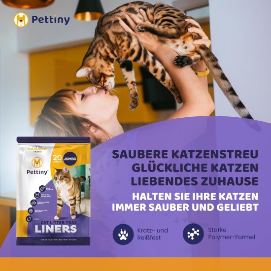 Pettiny 20 Cat Litter Box Bags with Drawstrings, Scratch-Resistant Bags for Medium and Large Litter Trays Pettiny 20 Cat Litter Box Bags with Drawstrings, Scratch-Resistant Bags for Medium and Large Litter Trays