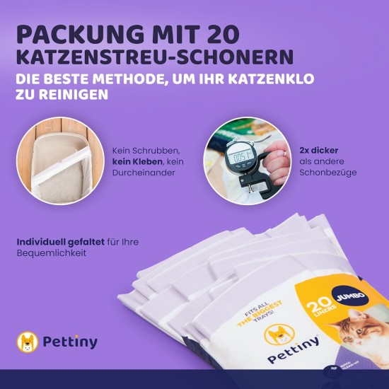 Pettiny 20 Cat Litter Box Bags with Drawstrings, Scratch-Resistant Bags for Medium and Large Litter Trays Pettiny 20 Cat Litter Box Bags with Drawstrings, Scratch-Resistant Bags for Medium and Large Litter Trays