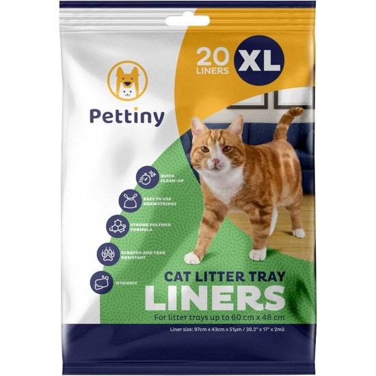 Pettiny 20 Cat Litter Box Bags with Drawstrings, Scratch-Resistant Bags for Medium and Large Litter Trays Pettiny 20 Cat Litter Box Bags with Drawstrings, Scratch-Resistant Bags for Medium and Large Litter Trays