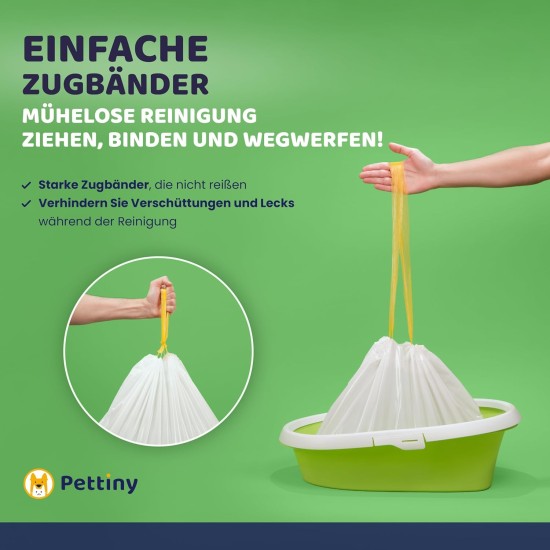 Pettiny 20 Cat Litter Box Bags with Drawstrings, Scratch-Resistant Bags for Medium and Large Litter Trays Pettiny 20 Cat Litter Box Bags with Drawstrings, Scratch-Resistant Bags for Medium and Large Litter Trays