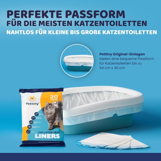 Pettiny 20 Cat Litter Box Bags with Drawstrings, Scratch-Resistant Bags for Medium and Large Litter Trays Pettiny 20 Cat Litter Box Bags with Drawstrings, Scratch-Resistant Bags for Medium and Large Litter Trays