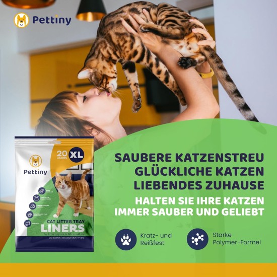 Pettiny 20 Cat Litter Box Bags with Drawstrings, Scratch-Resistant Bags for Medium and Large Litter Trays Pettiny 20 Cat Litter Box Bags with Drawstrings, Scratch-Resistant Bags for Medium and Large Litter Trays