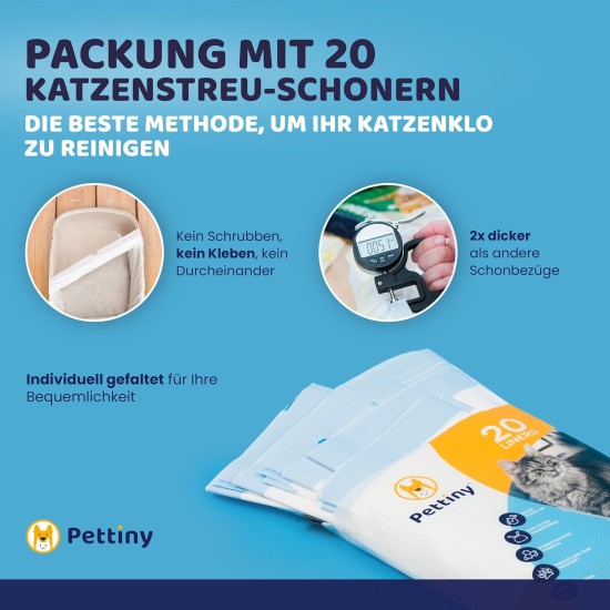 Pettiny 20 Cat Litter Box Bags with Drawstrings, Scratch-Resistant Bags for Medium and Large Litter Trays Pettiny 20 Cat Litter Box Bags with Drawstrings, Scratch-Resistant Bags for Medium and Large Litter Trays