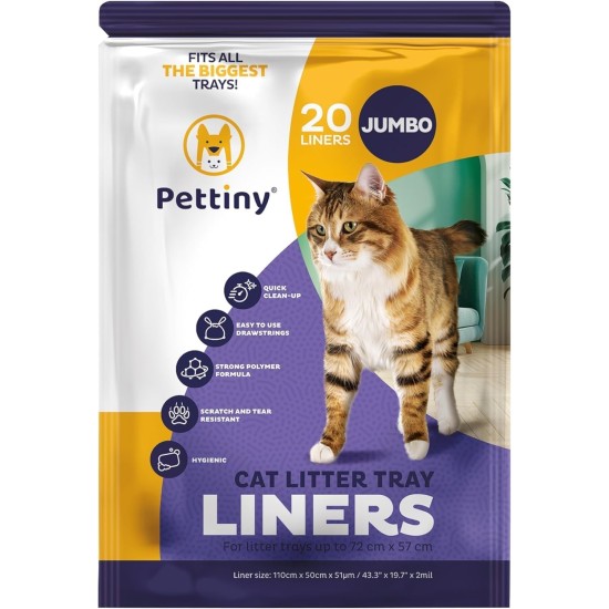 Pettiny 20 Cat Litter Box Bags with Drawstrings, Scratch-Resistant Bags for Medium and Large Litter Trays Pettiny 20 Cat Litter Box Bags with Drawstrings, Scratch-Resistant Bags for Medium and Large Litter Trays