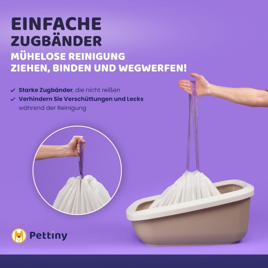 Pettiny 20 XL Cat Litter Tray Liners with Drawstrings Scratch Resistant Bags for Extra Large Litter Box Pettiny 20 XL Cat Litter Tray Liners with Drawstrings Scratch Resistant Bags for Extra Large Litter Box