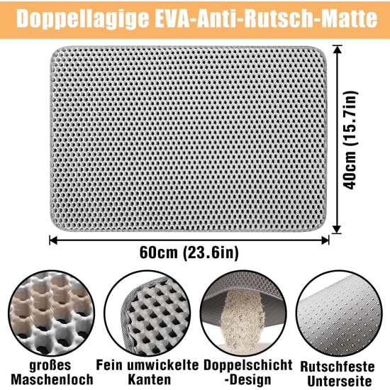 Phantasy Cat Litter Tray Mat, 40 x 60 cm, Grey Cat Litter Mat, Honeycomb Design Mat, Waterproof Double Layer Design, Honeycomb Mat, Cat Litter Tray Mat Phantasy Cat Litter Tray Mat, 40 x 60 cm, Grey Cat Litter Mat, Honeycomb Design Mat, Waterproof Double Layer Design, Honeycomb Mat, Cat Litter Tray Mat