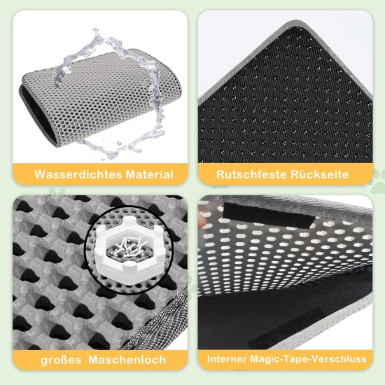 Phantasy Cat Litter Tray Mat, 40 x 60 cm, Grey Cat Litter Mat, Honeycomb Design Mat, Waterproof Double Layer Design, Honeycomb Mat, Cat Litter Tray Mat Phantasy Cat Litter Tray Mat, 40 x 60 cm, Grey Cat Litter Mat, Honeycomb Design Mat, Waterproof Double Layer Design, Honeycomb Mat, Cat Litter Tray Mat