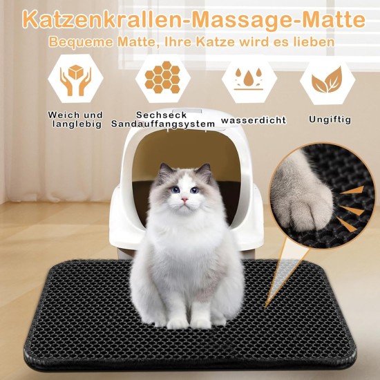 Phantasy Cat Litter Tray Mat, 40 x 60 cm, Grey Cat Litter Mat, Honeycomb Design Mat, Waterproof Double Layer Design, Honeycomb Mat, Cat Litter Tray Mat Phantasy Cat Litter Tray Mat, 40 x 60 cm, Grey Cat Litter Mat, Honeycomb Design Mat, Waterproof Double Layer Design, Honeycomb Mat, Cat Litter Tray Mat