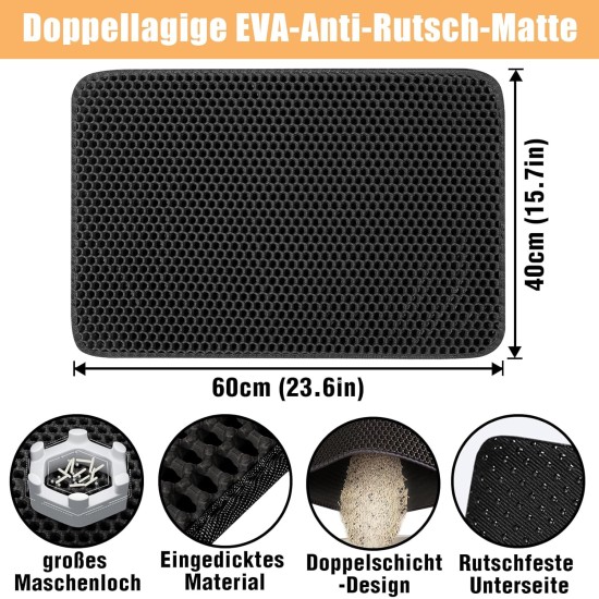 Phantasy Cat Litter Tray Mat, 40 x 60 cm, Grey Cat Litter Mat, Honeycomb Design Mat, Waterproof Double Layer Design, Honeycomb Mat, Cat Litter Tray Mat Phantasy Cat Litter Tray Mat, 40 x 60 cm, Grey Cat Litter Mat, Honeycomb Design Mat, Waterproof Double Layer Design, Honeycomb Mat, Cat Litter Tray Mat