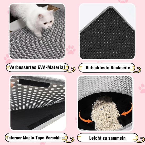 Phantasy Cat Litter Tray Mat, 40 x 60 cm, Grey Cat Litter Mat, Honeycomb Design Mat, Waterproof Double Layer Design, Honeycomb Mat, Cat Litter Tray Mat Phantasy Cat Litter Tray Mat, 40 x 60 cm, Grey Cat Litter Mat, Honeycomb Design Mat, Waterproof Double Layer Design, Honeycomb Mat, Cat Litter Tray Mat