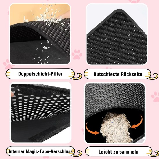 Phantasy Cat Litter Tray Mat, 40 x 60 cm, Grey Cat Litter Mat, Honeycomb Design Mat, Waterproof Double Layer Design, Honeycomb Mat, Cat Litter Tray Mat Phantasy Cat Litter Tray Mat, 40 x 60 cm, Grey Cat Litter Mat, Honeycomb Design Mat, Waterproof Double Layer Design, Honeycomb Mat, Cat Litter Tray Mat