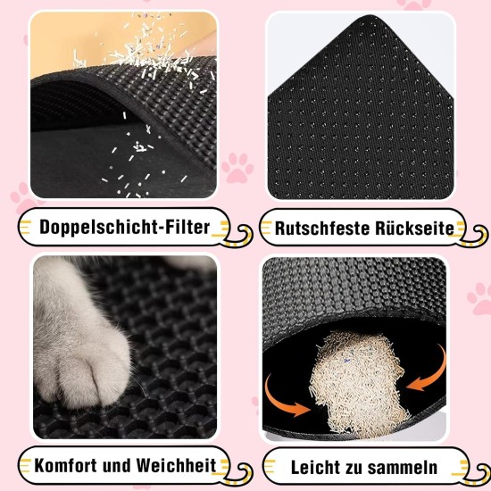 Phantasy Cat Litter Tray Mat, 40 x 60 cm, Grey Cat Litter Mat, Honeycomb Design Mat, Waterproof Double Layer Design, Honeycomb Mat, Cat Litter Tray Mat Phantasy Cat Litter Tray Mat, 40 x 60 cm, Grey Cat Litter Mat, Honeycomb Design Mat, Waterproof Double Layer Design, Honeycomb Mat, Cat Litter Tray Mat
