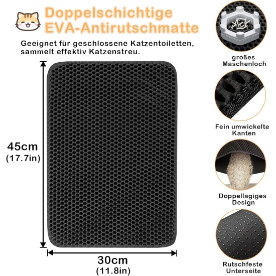 Phantasy Cat Litter Tray Mat, 40 x 60 cm, Grey Cat Litter Mat, Honeycomb Design Mat, Waterproof Double Layer Design, Honeycomb Mat, Cat Litter Tray Mat Phantasy Cat Litter Tray Mat, 40 x 60 cm, Grey Cat Litter Mat, Honeycomb Design Mat, Waterproof Double Layer Design, Honeycomb Mat, Cat Litter Tray Mat