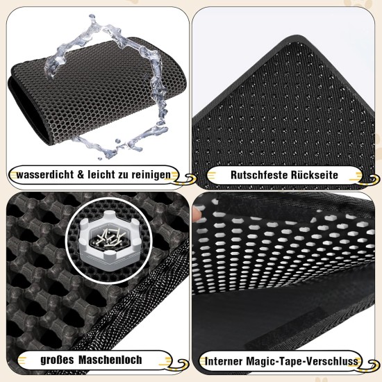 Phantasy Cat Litter Tray Mat, 40 x 60 cm, Grey Cat Litter Mat, Honeycomb Design Mat, Waterproof Double Layer Design, Honeycomb Mat, Cat Litter Tray Mat Phantasy Cat Litter Tray Mat, 40 x 60 cm, Grey Cat Litter Mat, Honeycomb Design Mat, Waterproof Double Layer Design, Honeycomb Mat, Cat Litter Tray Mat