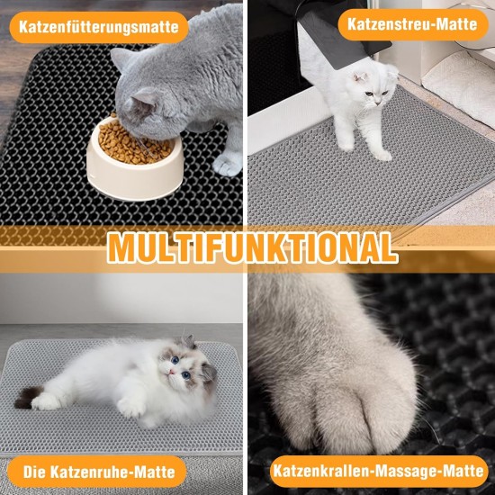 Phantasy Cat Litter Tray Mat, 40 x 60 cm, Grey Cat Litter Mat, Honeycomb Design Mat, Waterproof Double Layer Design, Honeycomb Mat, Cat Litter Tray Mat Phantasy Cat Litter Tray Mat, 40 x 60 cm, Grey Cat Litter Mat, Honeycomb Design Mat, Waterproof Double Layer Design, Honeycomb Mat, Cat Litter Tray Mat