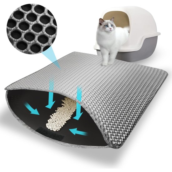 Phantasy Cat Litter Tray Mat, 40 x 60 cm, Grey Cat Litter Mat, Honeycomb Design Mat, Waterproof Double Layer Design, Honeycomb Mat, Cat Litter Tray Mat Phantasy Cat Litter Tray Mat, 40 x 60 cm, Grey Cat Litter Mat, Honeycomb Design Mat, Waterproof Double Layer Design, Honeycomb Mat, Cat Litter Tray Mat