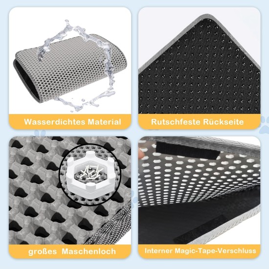 Phantasy Cat Litter Tray Mat, 40 x 60 cm, Grey Cat Litter Mat, Honeycomb Design Mat, Waterproof Double Layer Design, Honeycomb Mat, Cat Litter Tray Mat Phantasy Cat Litter Tray Mat, 40 x 60 cm, Grey Cat Litter Mat, Honeycomb Design Mat, Waterproof Double Layer Design, Honeycomb Mat, Cat Litter Tray Mat