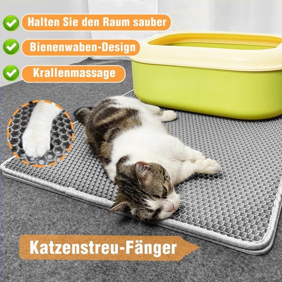 Phantasy Cat Litter Tray Mat, 40 x 60 cm, Grey Cat Litter Mat, Honeycomb Design Mat, Waterproof Double Layer Design, Honeycomb Mat, Cat Litter Tray Mat Phantasy Cat Litter Tray Mat, 40 x 60 cm, Grey Cat Litter Mat, Honeycomb Design Mat, Waterproof Double Layer Design, Honeycomb Mat, Cat Litter Tray Mat