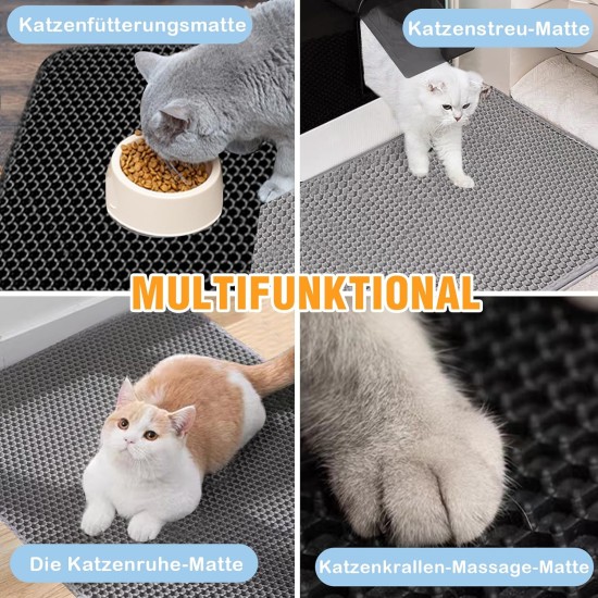 Phantasy Cat Litter Tray Mat, 40 x 60 cm, Grey Cat Litter Mat, Honeycomb Design Mat, Waterproof Double Layer Design, Honeycomb Mat, Cat Litter Tray Mat Phantasy Cat Litter Tray Mat, 40 x 60 cm, Grey Cat Litter Mat, Honeycomb Design Mat, Waterproof Double Layer Design, Honeycomb Mat, Cat Litter Tray Mat