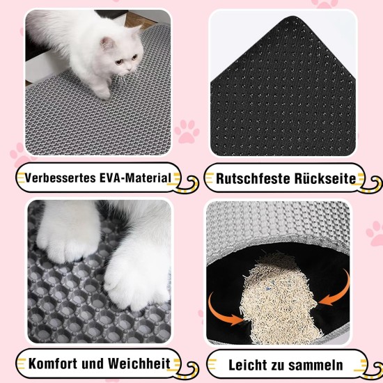 Phantasy Cat Litter Tray Mat, 40 x 60 cm, Grey Cat Litter Mat, Honeycomb Design Mat, Waterproof Double Layer Design, Honeycomb Mat, Cat Litter Tray Mat Phantasy Cat Litter Tray Mat, 40 x 60 cm, Grey Cat Litter Mat, Honeycomb Design Mat, Waterproof Double Layer Design, Honeycomb Mat, Cat Litter Tray Mat