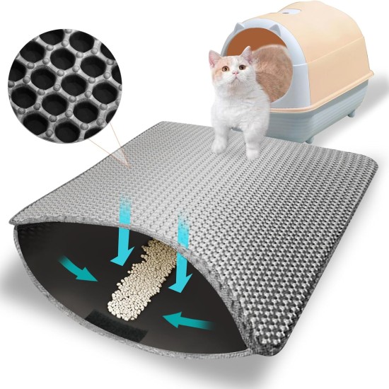 Phantasy Cat Litter Tray Mat, 40 x 60 cm, Grey Cat Litter Mat, Honeycomb Design Mat, Waterproof Double Layer Design, Honeycomb Mat, Cat Litter Tray Mat Phantasy Cat Litter Tray Mat, 40 x 60 cm, Grey Cat Litter Mat, Honeycomb Design Mat, Waterproof Double Layer Design, Honeycomb Mat, Cat Litter Tray Mat