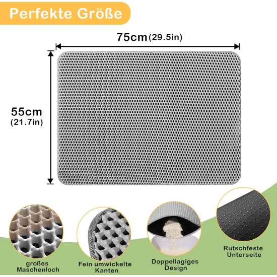 Phantasy Cat Litter Tray Mat, 40 x 60 cm, Grey Cat Litter Mat, Honeycomb Design Mat, Waterproof Double Layer Design, Honeycomb Mat, Cat Litter Tray Mat Phantasy Cat Litter Tray Mat, 40 x 60 cm, Grey Cat Litter Mat, Honeycomb Design Mat, Waterproof Double Layer Design, Honeycomb Mat, Cat Litter Tray Mat