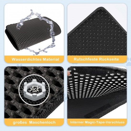 Phantasy Cat Litter Tray Mat 60 x 90 cm, Grey Cat Litter Mat, Honeycomb Design Mat, Waterproof Double Layer Design, Honeycomb Mat, Cat Litter Tray Mat Phantasy Cat Litter Tray Mat 60 x 90 cm, Grey Cat Litter Mat, Honeycomb Design Mat, Waterproof Double Layer Design, Honeycomb Mat, Cat Litter Tray Mat