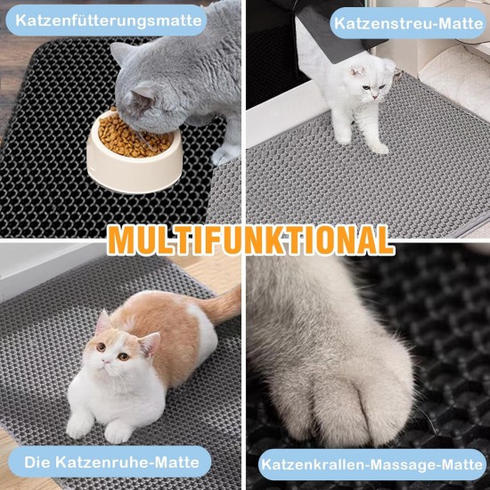Phantasy Cat Litter Tray Mat 60 x 90 cm, Grey Cat Litter Mat, Honeycomb Design Mat, Waterproof Double Layer Design, Honeycomb Mat, Cat Litter Tray Mat Phantasy Cat Litter Tray Mat 60 x 90 cm, Grey Cat Litter Mat, Honeycomb Design Mat, Waterproof Double Layer Design, Honeycomb Mat, Cat Litter Tray Mat