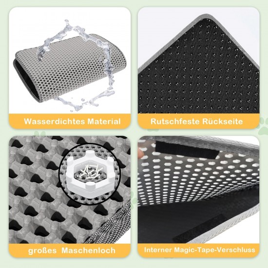 Phantasy Cat Litter Tray Mat 60 x 90 cm, Grey Cat Litter Mat, Honeycomb Design Mat, Waterproof Double Layer Design, Honeycomb Mat, Cat Litter Tray Mat Phantasy Cat Litter Tray Mat 60 x 90 cm, Grey Cat Litter Mat, Honeycomb Design Mat, Waterproof Double Layer Design, Honeycomb Mat, Cat Litter Tray Mat