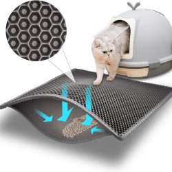 Pieviev Cat Litter Tray Mat 61 x 38 cm Honeycomb Design Cat Litter Tray Mat Waterproof Double Layer Design Honeycomb Mat (Black)., l Pieviev Cat Litter Tray Mat 61 x 38 cm Honeycomb Design Cat Litter Tray Mat Waterproof Double Layer Design Honeycomb Mat (Black)., l