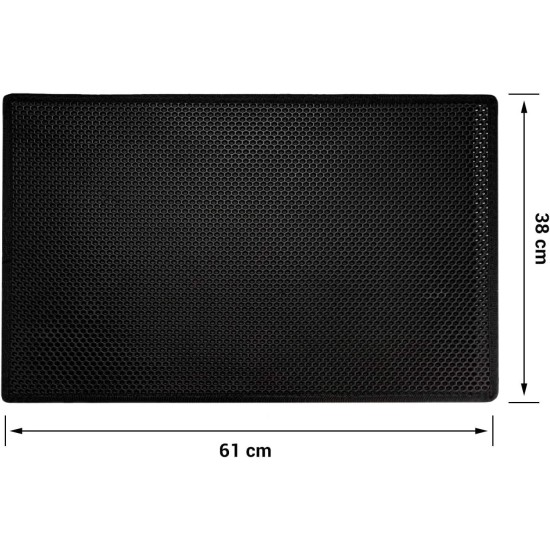 Pieviev Cat Litter Tray Mat 61 x 38 cm Honeycomb Design Cat Litter Tray Mat Waterproof Double Layer Design Honeycomb Mat (Black)., l Pieviev Cat Litter Tray Mat 61 x 38 cm Honeycomb Design Cat Litter Tray Mat Waterproof Double Layer Design Honeycomb Mat (Black)., l