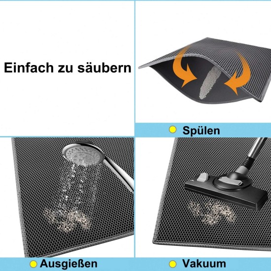 Pieviev Cat Litter Tray Mat 61 x 38 cm Honeycomb Design Cat Litter Tray Mat Waterproof Double Layer Design Honeycomb Mat (Black)., l Pieviev Cat Litter Tray Mat 61 x 38 cm Honeycomb Design Cat Litter Tray Mat Waterproof Double Layer Design Honeycomb Mat (Black)., l