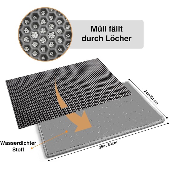 Pieviev Cat Litter Tray Mat 61 x 38 cm Honeycomb Design Cat Litter Tray Mat Waterproof Double Layer Design Honeycomb Mat (Black)., l Pieviev Cat Litter Tray Mat 61 x 38 cm Honeycomb Design Cat Litter Tray Mat Waterproof Double Layer Design Honeycomb Mat (Black)., l