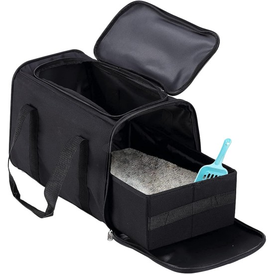 Portable Cat Litter Tray, Black, 2-in-1 Travel Cat Litter Tray, Cat Litter Tray for Travel, Foldable Cat Litter Box, Lightweight Portable Cat Litter Tray, Black, 2-in-1 Travel Cat Litter Tray, Cat Litter Tray for Travel, Foldable Cat Litter Box, Lightweight