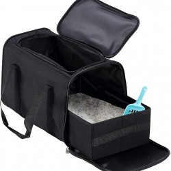 Portable Cat Litter Tray, Black, 2-in-1 Travel Cat Litter Tray, Cat Litter Tray for Travel, Foldable Cat Litter Box, Lightweight Portable Cat Litter Tray, Black, 2-in-1 Travel Cat Litter Tray, Cat Litter Tray for Travel, Foldable Cat Litter Box, Lightweight