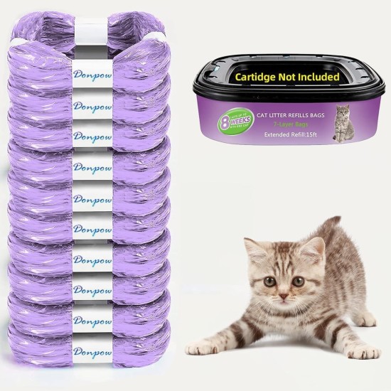 Refill Bags for Cat Litter, Pack of 10 Cat Litter Disposal Buckets Refills 4.5 m Litter Loose Refill Cassette, Cat Waste Bin Refill Cassette Compatible with Litter Loose, Purple Refill Bags for Cat Litter, Pack of 10 Cat Litter Disposal Buckets Refills 4.5 m Litter Loose Refill Cassette, Cat Waste Bin Refill Cassette Compatible with Litter Loose, Purple