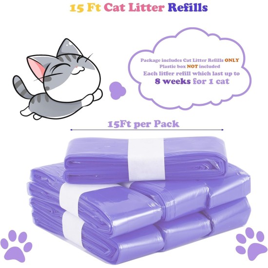 Refill Bags for Cat Litter, Pack of 10 Cat Litter Disposal Buckets Refills 4.5 m Litter Loose Refill Cassette, Cat Waste Bin Refill Cassette Compatible with Litter Loose, Purple Refill Bags for Cat Litter, Pack of 10 Cat Litter Disposal Buckets Refills 4.5 m Litter Loose Refill Cassette, Cat Waste Bin Refill Cassette Compatible with Litter Loose, Purple