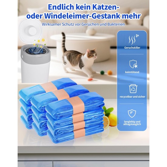 Refill Bags for Cat Litter, Pack of 12 Refill Film, Cat Bucket for Litter Locker Refill Cassettes, Nappy Bin Refill Container for Litter Locker LittyCat Litter Genie Refill Bags for Cat Litter, Pack of 12 Refill Film, Cat Bucket for Litter Locker Refill Cassettes, Nappy Bin Refill Container for Litter Locker LittyCat Litter Genie
