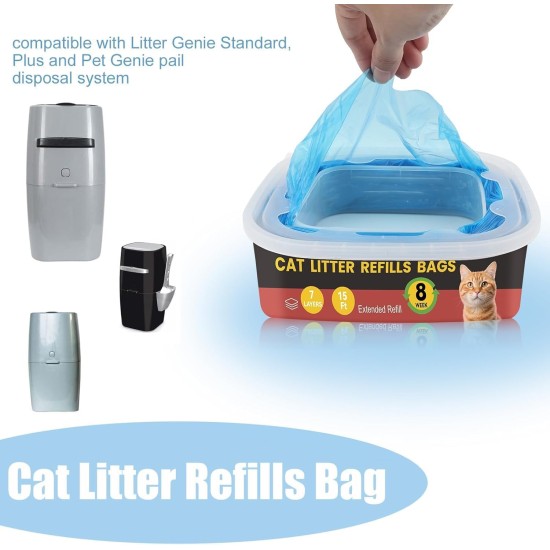 Refill Bags for Cat Litter, Pack of 12 for Litter Locker Refill Cassettes, Nappy Bucket, Refill Film, Cat Bucket for Cat Litter Disposal Bucket Refill Bags for Cat Litter, Pack of 12 for Litter Locker Refill Cassettes, Nappy Bucket, Refill Film, Cat Bucket for Cat Litter Disposal Bucket